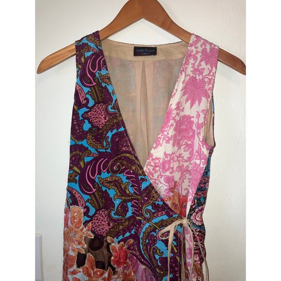 STELLA FOREST Patchwork Wrap Midi Dress Paisley Floral Polka Dot Size 38 Small S - Picture 3 of 11